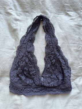Urban Outfitters Lace Halter Bralette - Charcoal
